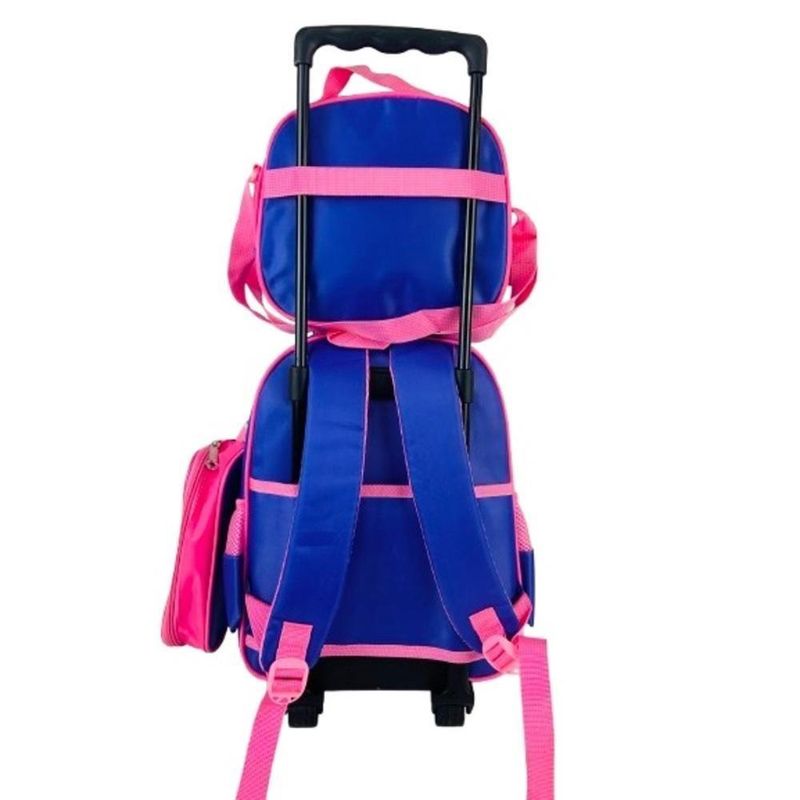 Conjunto Mochila Rodinhas Lancheira Estojo Princesas