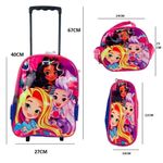 Conjunto Mochila Rodinhas Lancheira Estojo Princesas