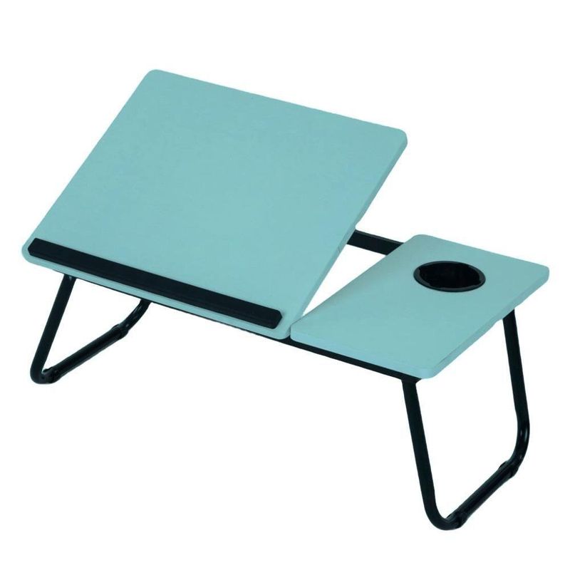 Suporte Para Notebook Mesa Madeira Ajustavel Dobravel Azul