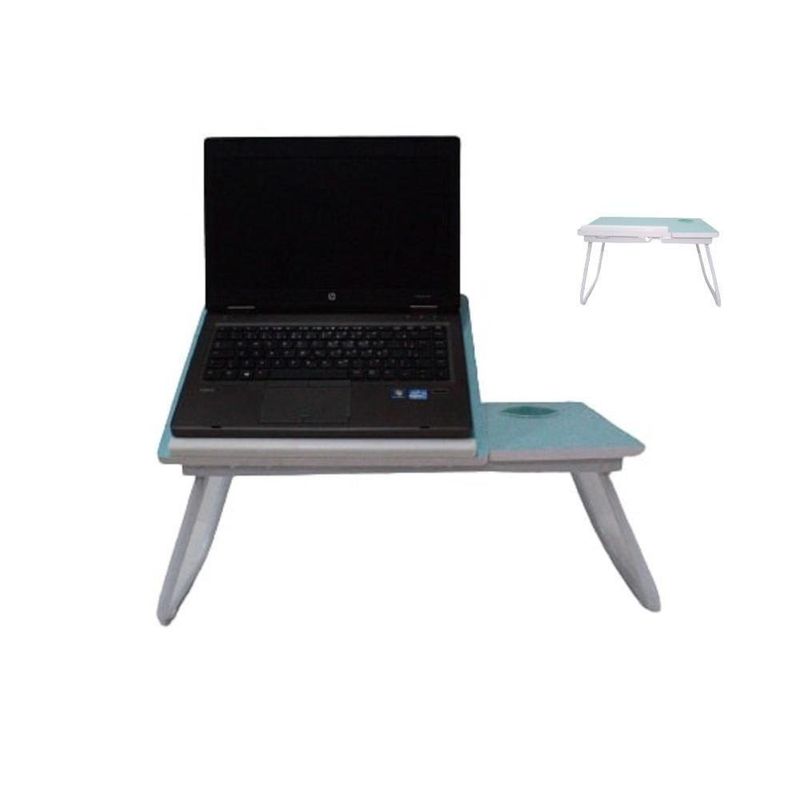 Suporte Para Notebook Mesa Madeira Ajustavel Dobravel Azul