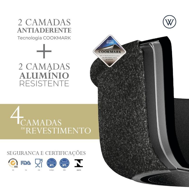 5 panelas de indução wolff granilite preto alumínio