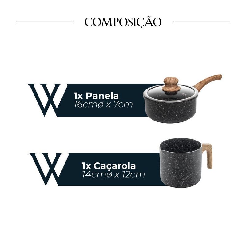 5 panelas de indução wolff granilite preto alumínio