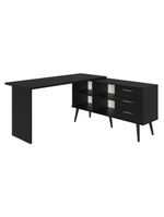 Mesa Para Computador Gamer Em L 3 Gavetas Preto Lisboa Madesa Preto