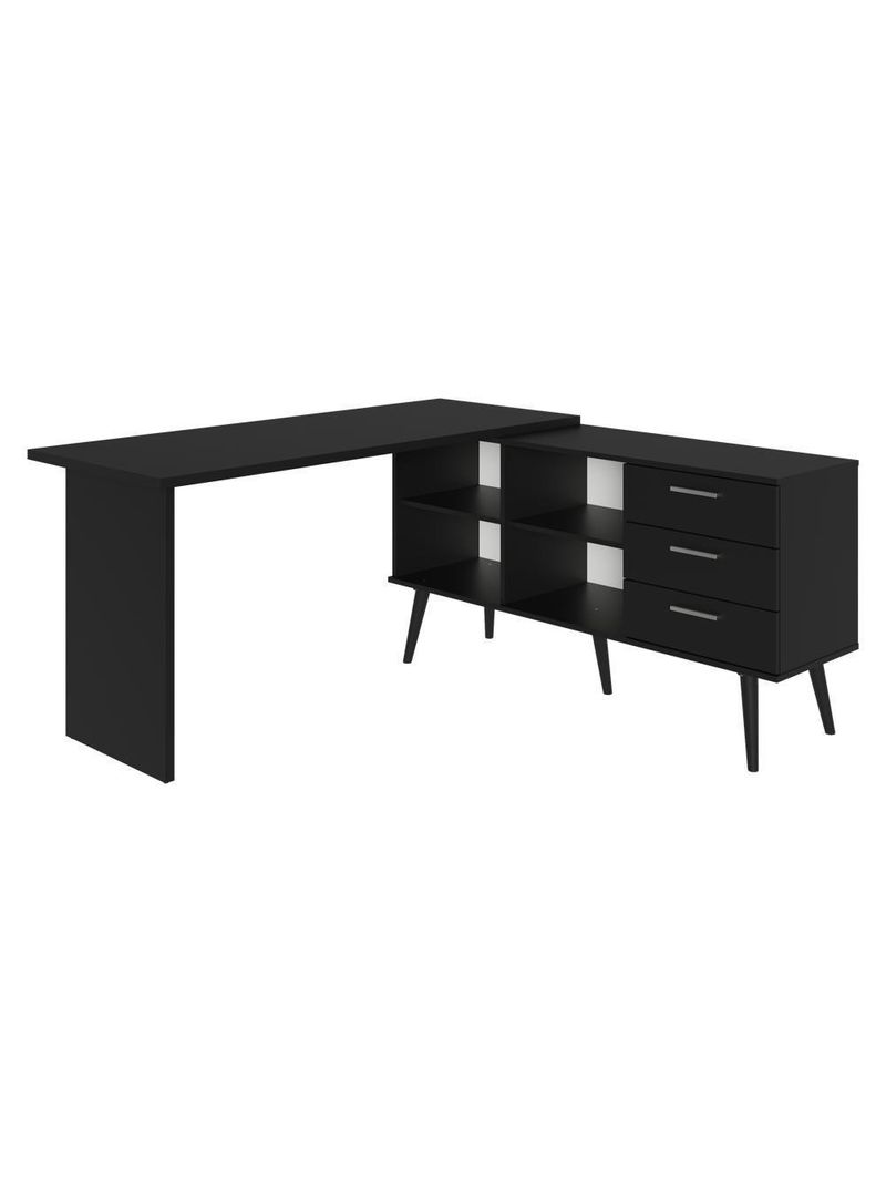 Mesa Para Computador Gamer Em L 3 Gavetas Preto Lisboa Madesa Preto