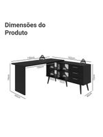 Mesa Para Computador Gamer Em L 3 Gavetas Preto Lisboa Madesa Preto