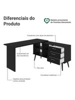 Mesa Para Computador Gamer Em L 3 Gavetas Preto Lisboa Madesa Preto