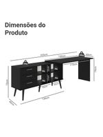 Escrivaninha Em L Mesa Para Computador Gamer 3 Gavetas Preto Lisboa Madesa