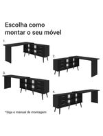 Escrivaninha Em L Mesa Para Computador Gamer 3 Gavetas Preto Lisboa Madesa