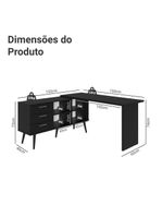 Escrivaninha Em L Mesa Para Computador Gamer 3 Gavetas Preto Lisboa Madesa