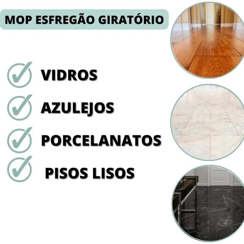 Mop Giratório 360 Inox C Balde Duplo Esfregão Centrifugação