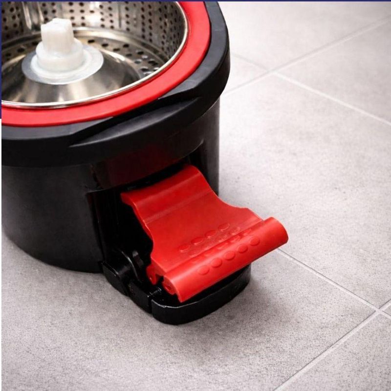 Balde Mop Turbo Com Pedal Giratorio Cesto Duplo Inox Twist 360 13 Litros