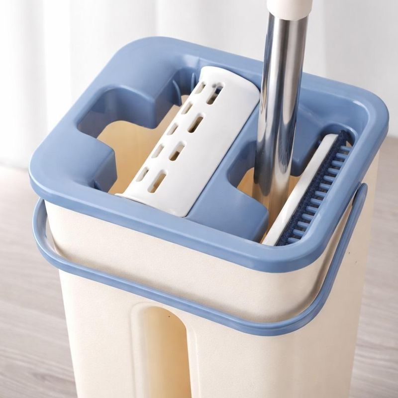 Esfregao Mop Flat Balde Duplo Rodo Multiuso Cabo Extensivel Inox