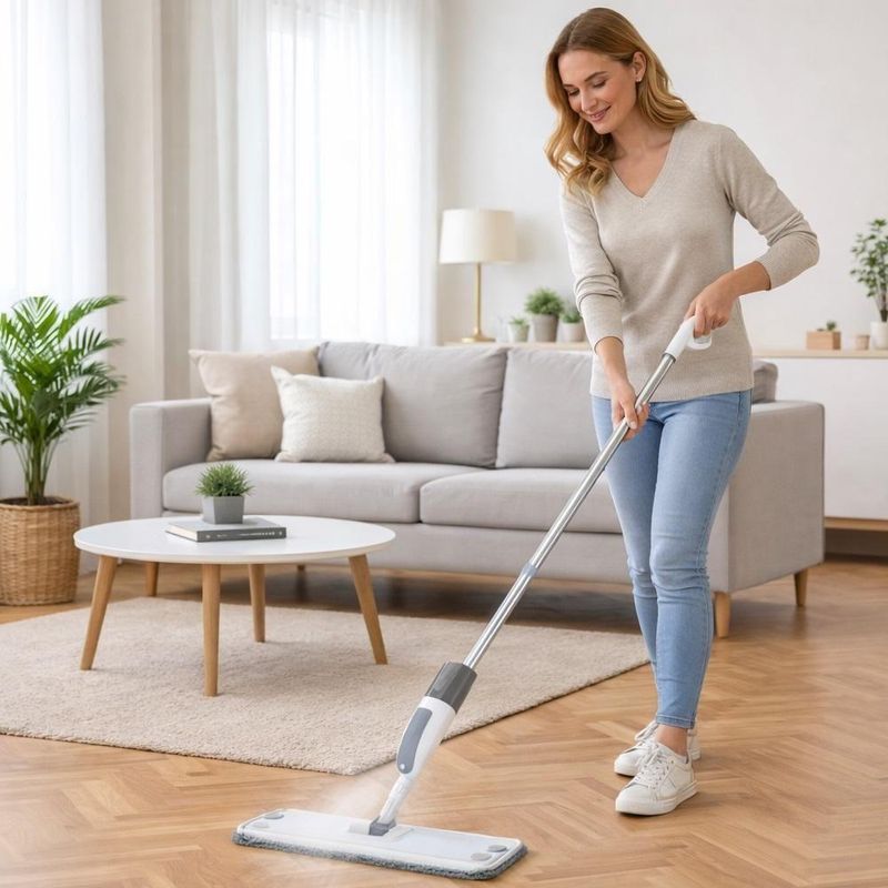 Rodo Mop Spray Esfregao 3 Em 1 Limpa Seca Vassoura Dispenser