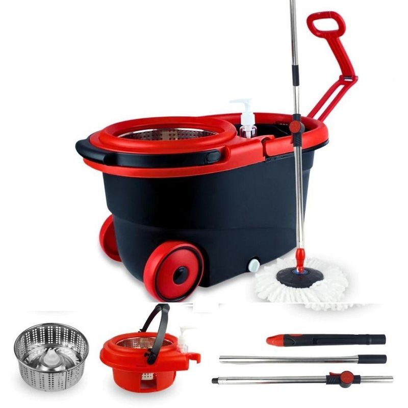 Mop Esfregão Profissional Balde 13l Inox Sistema Giratório