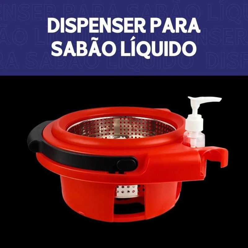 Mop Esfregão Profissional Balde 13l Inox Sistema Giratório