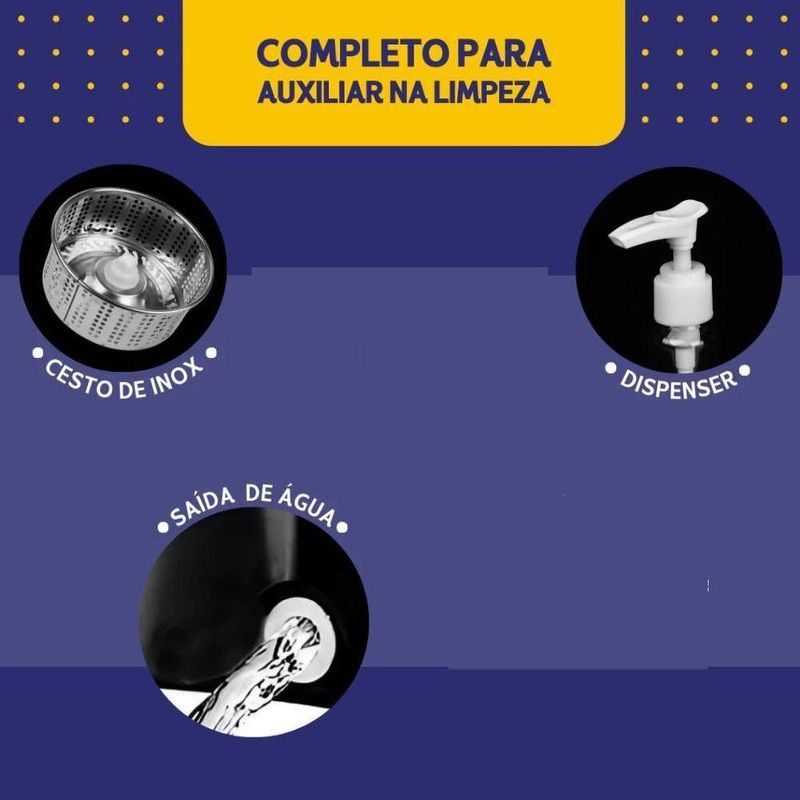 Mop Esfregão Profissional Balde 13l Inox Sistema Giratório