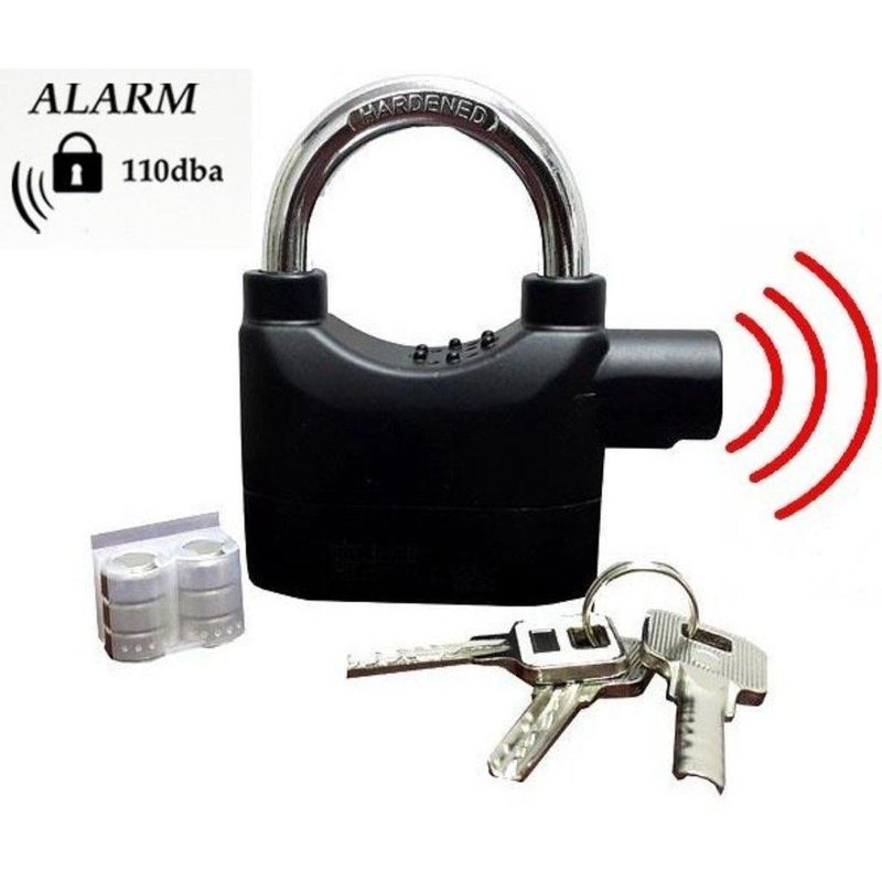 Cadeado Sonoro Com Alarme 110db Sonoro Moto Bicicleta Portão