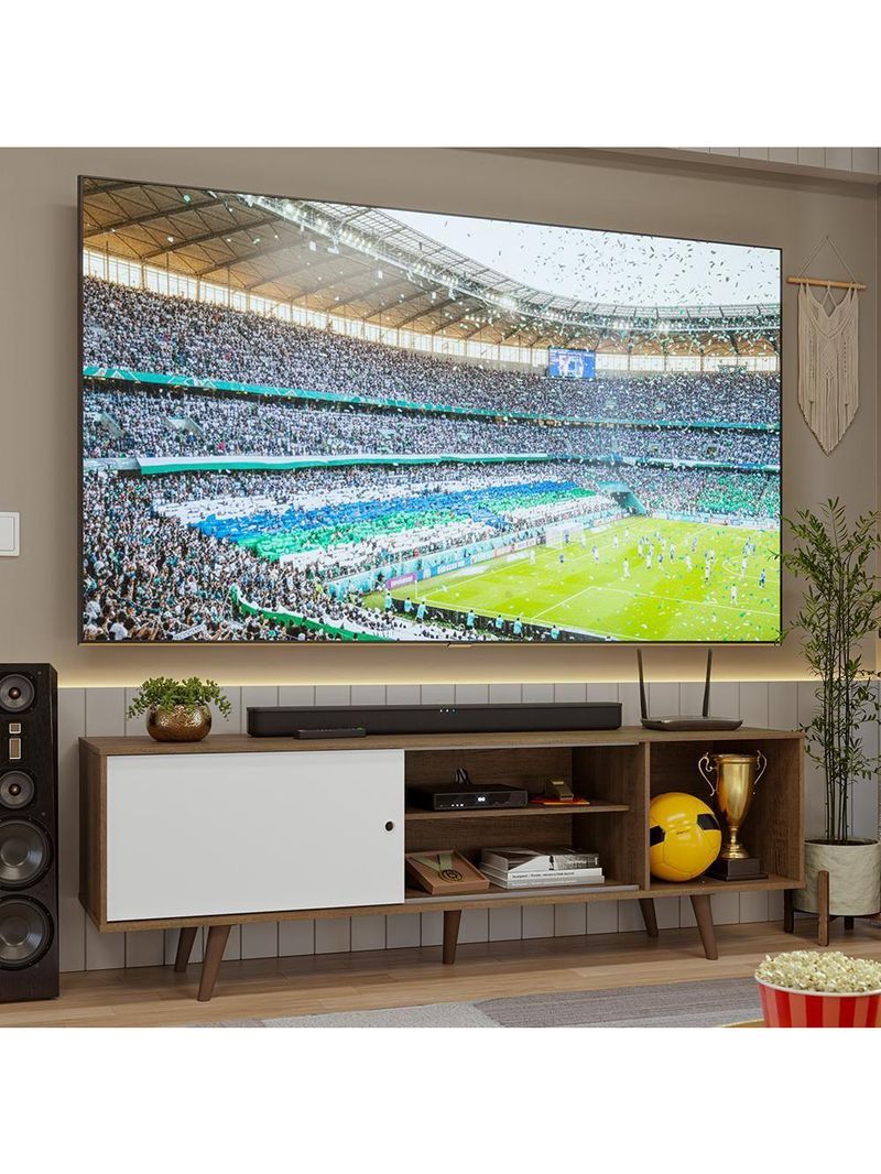 Rack Para Tv Até 80 Polegadas 160cm Com Pés Rustic/branco/rustic Torino Madesa Rustic/branco