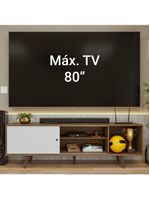 Rack Para Tv Até 80 Polegadas 160cm Com Pés Rustic/branco/rustic Torino Madesa Rustic/branco
