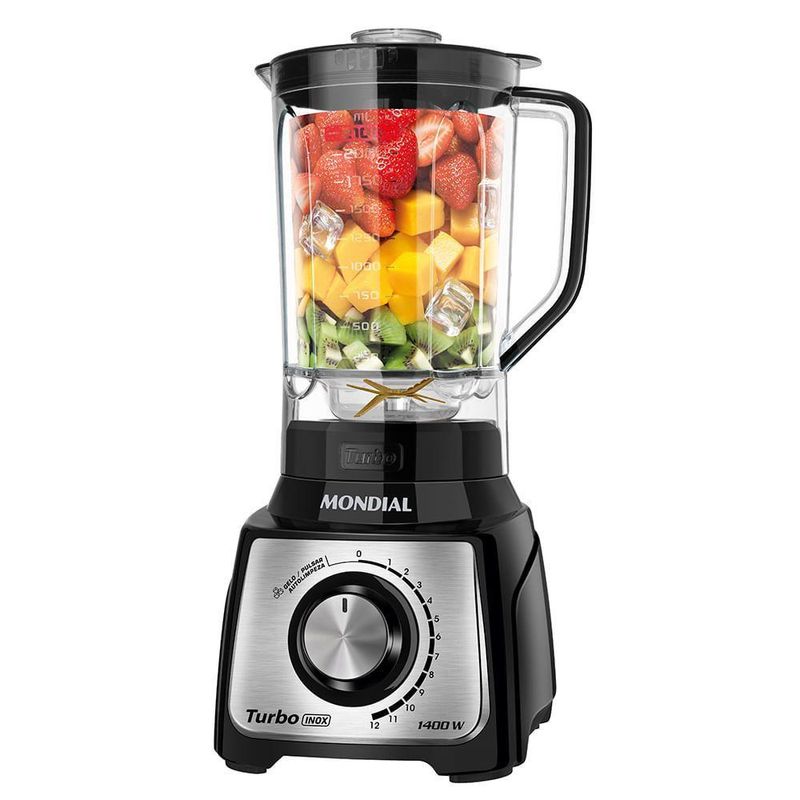 Liquidificador Turbo Inox Mondial Preto-inox 1400W L-1400-LT 220V