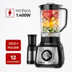 Liquidificador Turbo Inox Mondial Preto-inox 1400W L-1400-LT 220V