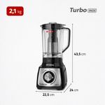Liquidificador Turbo Inox Mondial Preto-inox 1400W L-1400-LT 220V