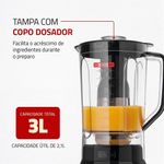 Liquidificador Turbo Inox Mondial Preto-inox 1400W L-1400-LT 220V