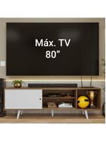 Rack Para Tv Até 80 Polegadas 160cm Com Pés Rustic/branco Torino Madesa Rustic/branco