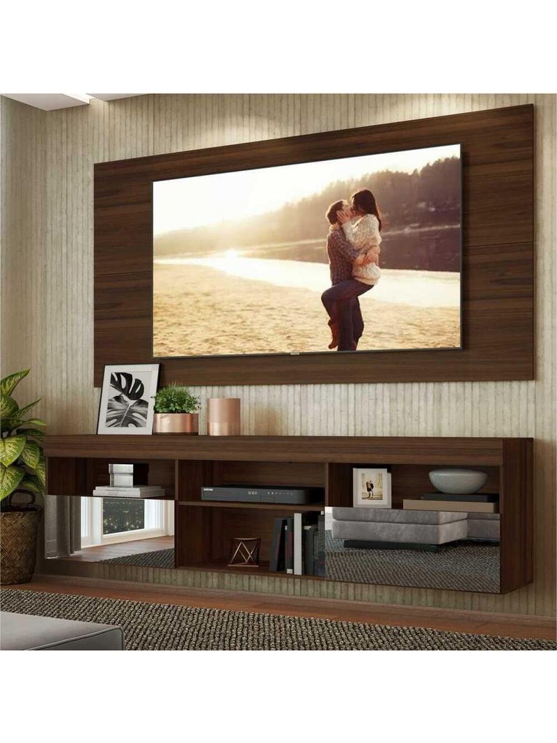 Painel até 65" com Rack Suspenso Espelho Multimóveis