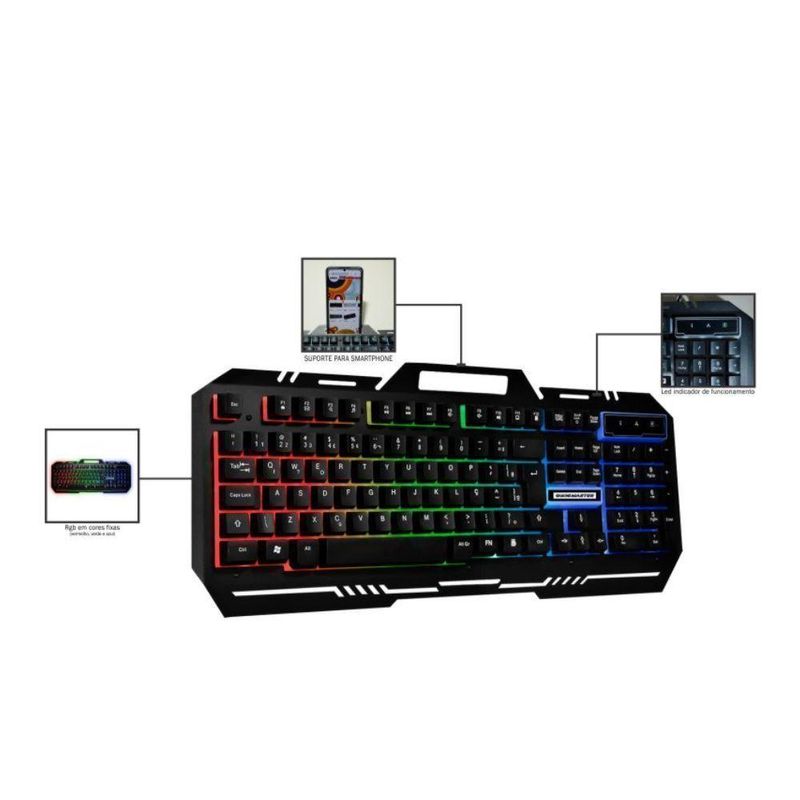 Teclado Gamer Led Rgb Usb Abnt2 Km-m712
