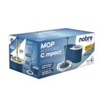 Conjunto Mop Rotatório Compact 9l Balde Com Cesto Plástico E 1 Refil Azul Petróleo - Nobre