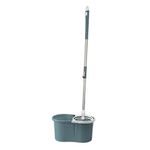 Conjunto Mop Rotatório Compact 9l Balde Com Cesto Plástico E 1 Refil Azul Petróleo - Nobre