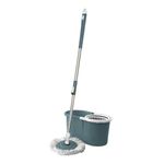 Conjunto Mop Rotatório Compact 9l Balde Com Cesto Plástico E 1 Refil Azul Petróleo - Nobre