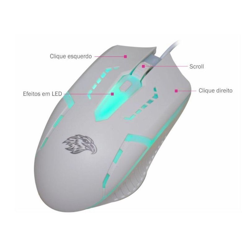 Kit Gamer K-mex White Kmw52 + Moa8