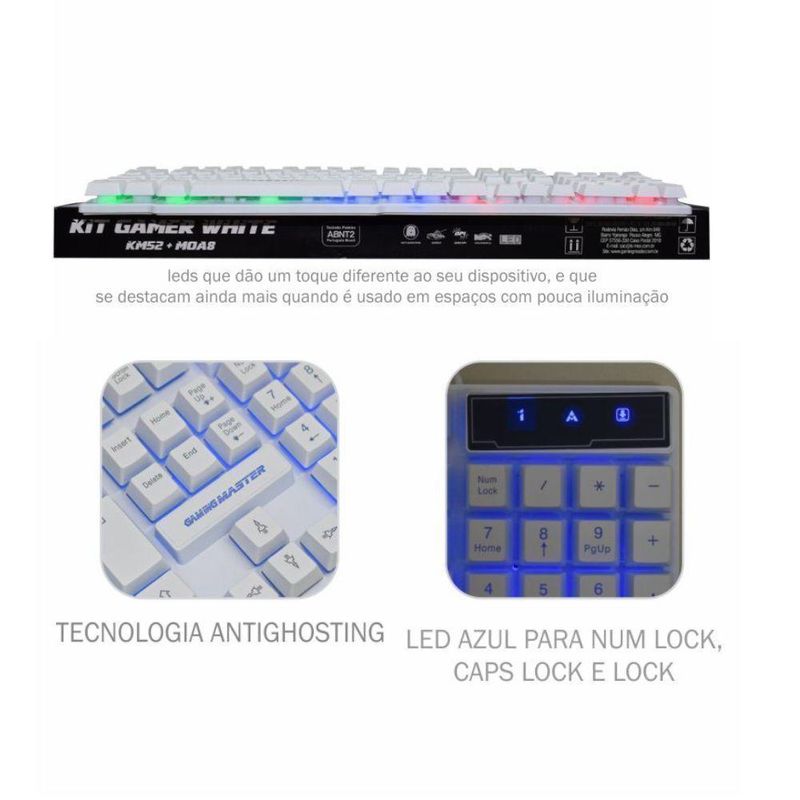 Kit Gamer K-mex White Kmw52 + Moa8