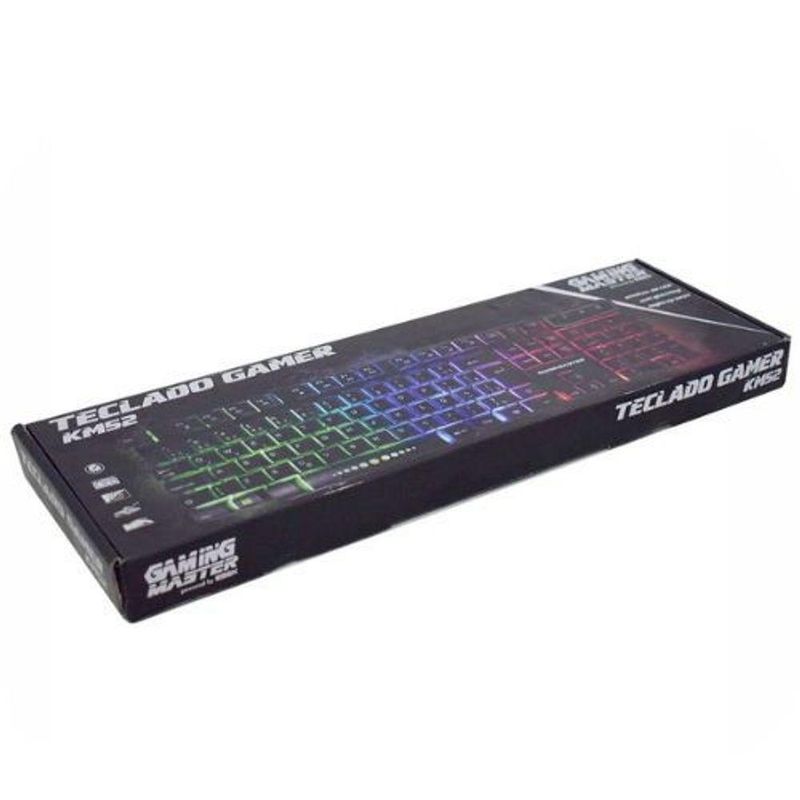 Teclado Gamer Semi Mecânico Led Usb Abnt2 Km-52 Rgb