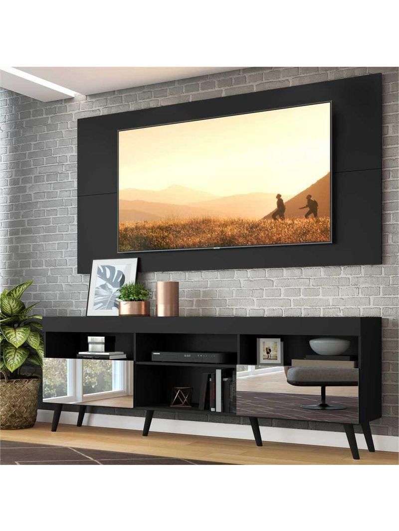Rack com Painel até 65" Espelho e Pés Retrô Multimóveis