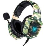 Fone Gamer Over ear C/Som Imersivo, Microfone Omnidirecional Headset Luz Led C/Fio