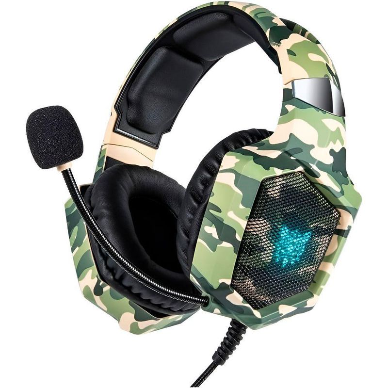 Fone Gamer Over ear C/Som Imersivo, Microfone Omnidirecional Headset Luz Led C/Fio