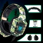Fone Gamer Over ear C/Som Imersivo, Microfone Omnidirecional Headset Luz Led C/Fio