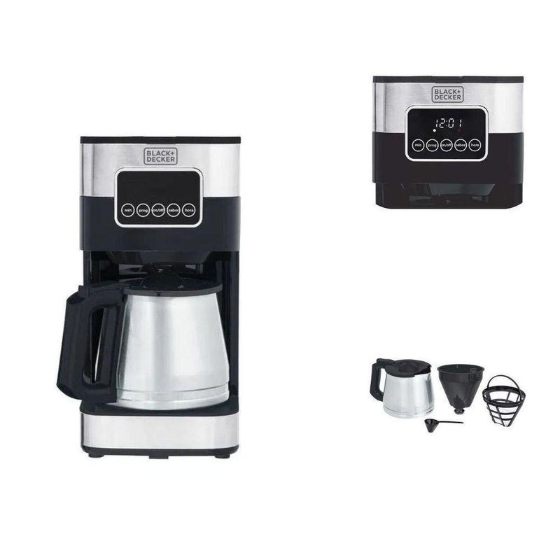 Cafeteira Elétrica Programável Black + Decker CM350G Gourmand Gris Painel Digital 900W Inox Preta 220V