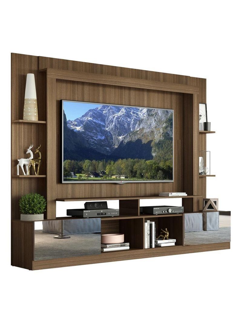 Rack com Painel Suporte 65´´ Espelho Madeirado