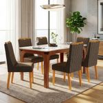 Mesa Sala De Jantar 1,60m Tampo Em Vidro Madeirado-off White
