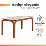 Mesa Sala De Jantar 1,60m Tampo Em Vidro Madeirado-off White