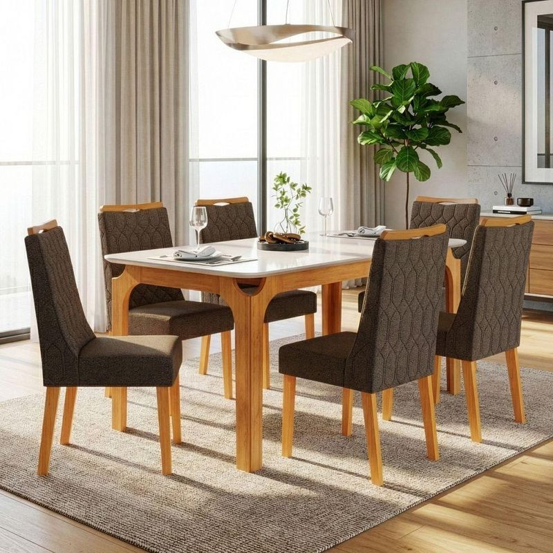 Mesa Sala De Jantar 1,60m Tampo Em Vidro Cedro-off White