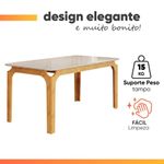 Mesa Sala De Jantar 1,60m Tampo Em Vidro Cedro-off White