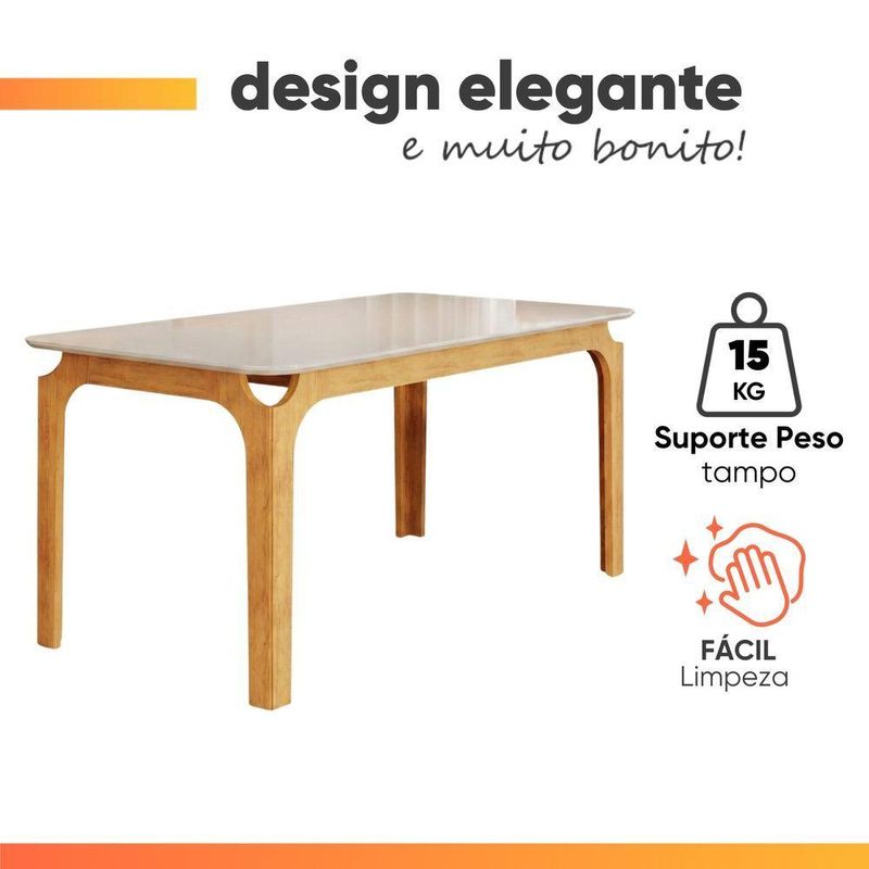 Mesa Sala De Jantar 1,60m Tampo Em Vidro Cedro-off White