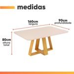 Mesa Sala De Jantar 1,60m Tampo Em Vidro Maria Cedro-off White