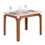 Mesa Sala De Jantar 1,20m Tampo Em Vidro Madeirado-off White