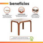 Mesa Sala De Jantar 1,20m Tampo Em Vidro Madeirado-off White